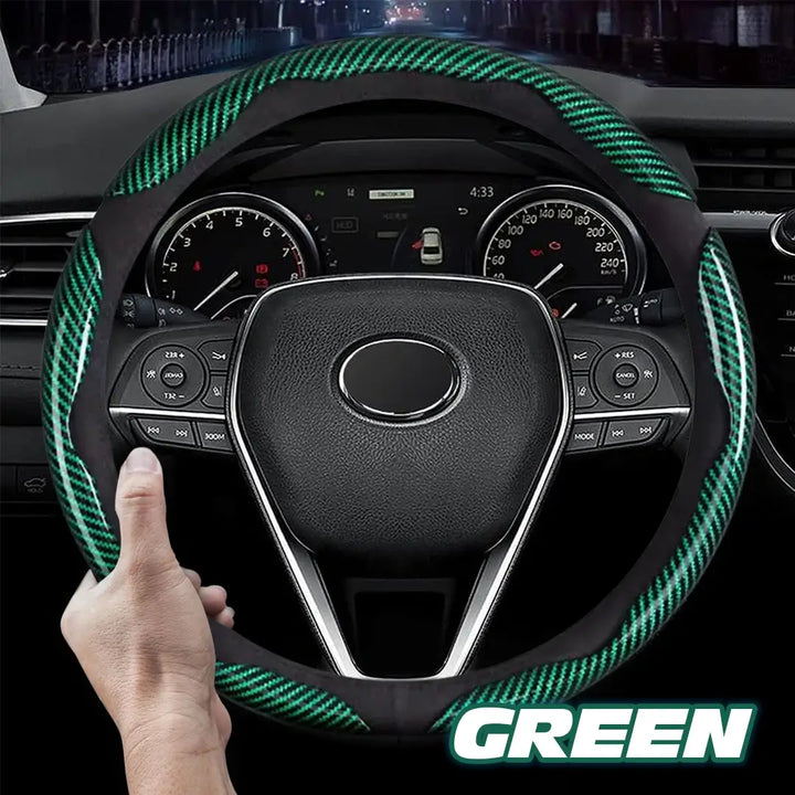 Sean Carbon Fiber Silicone Anti-Slip Car Steering Wheel Cover Universal Fit