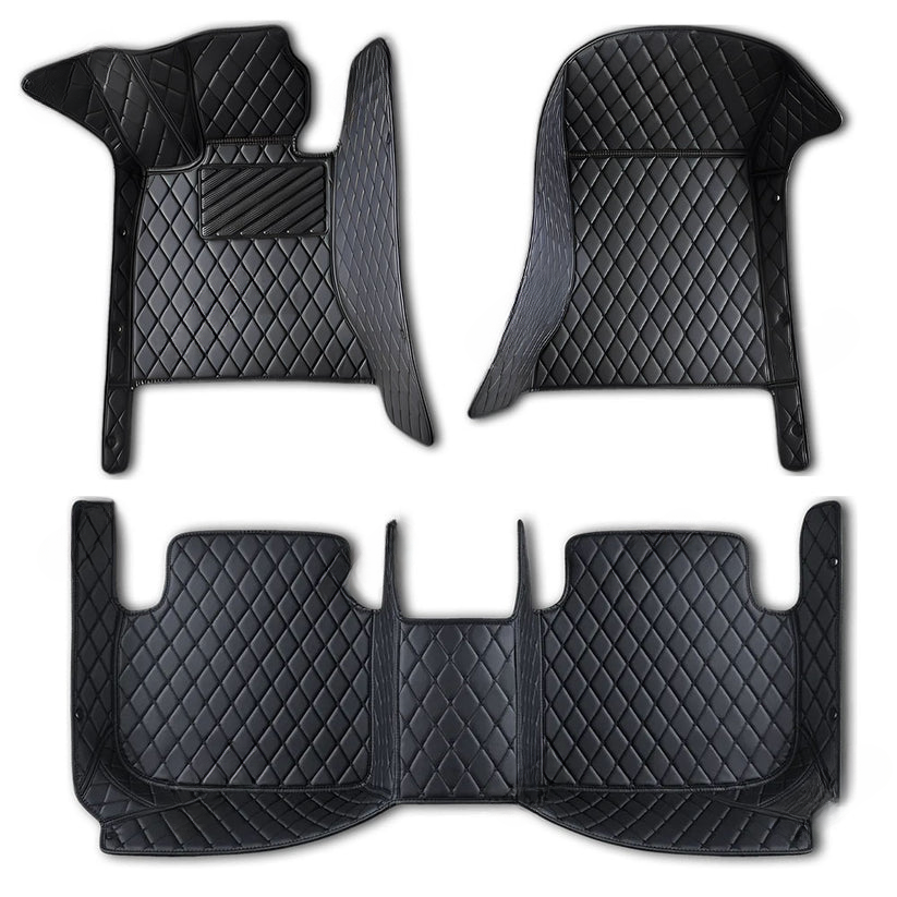 BLACK & BLACK DIAMOND PATTERN CAR MATS SET