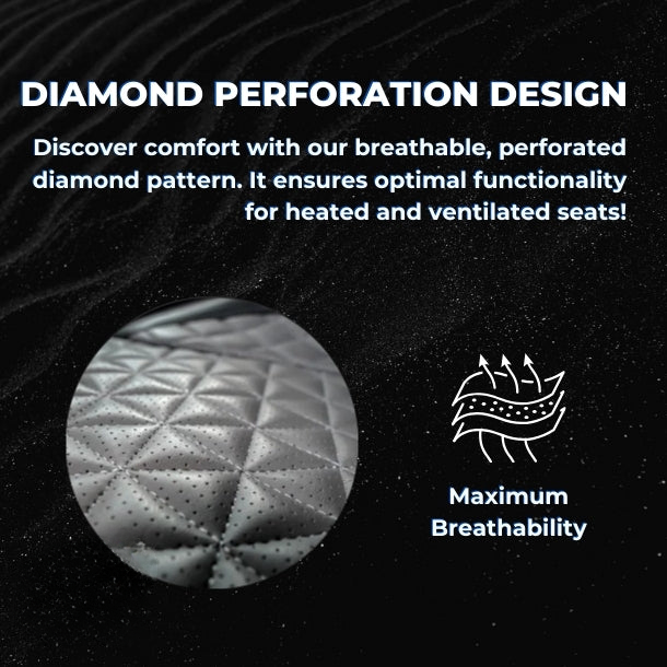 Black & Grey Breathable Waterproof Diamond Pattern Leather Seat Cover for Cars
