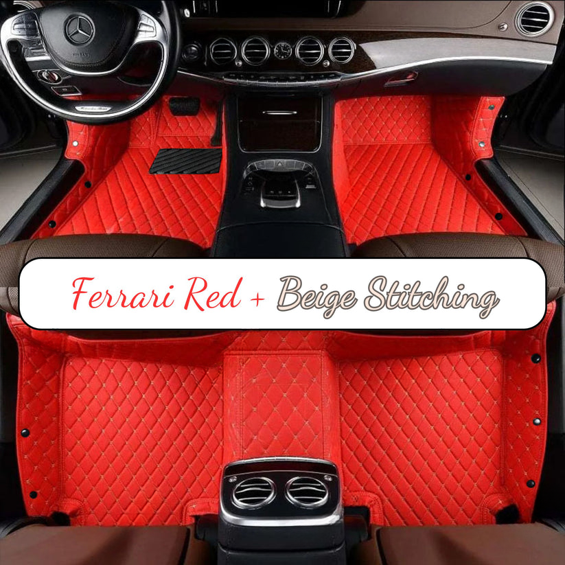 FERRARI RED DIAMOND PATTERN CAR MATS SET