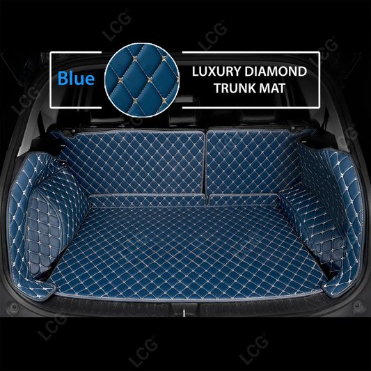 VINTAGE BLUE STITCHING 3D SERIES DIAMOND LUXURY TRUNK CAR MATS SET