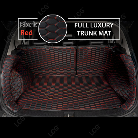 BLACK & RED STITCHING 3D SERIES HONEY COMB LUXURY TRUNK CAR MATS SET