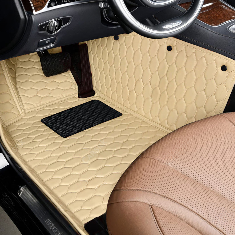 CREAM BEIGE HONEY COMB LUXURY CAR MATS SET