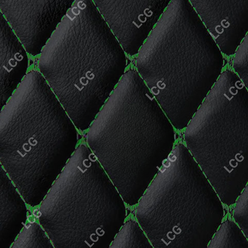 BLACK & GREEN STITCHING DIAMOND LUXURY BASE TRUNK CAR MATS SET