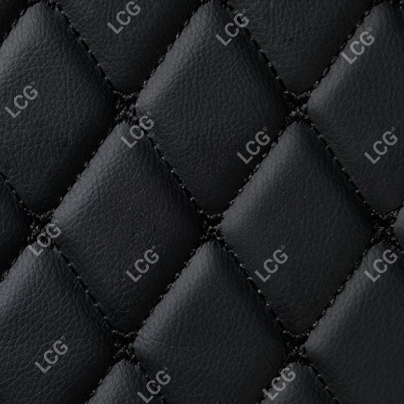 BLACK & BLACK STITCHING DIAMOND LUXURY BASE TRUNK CAR MATS SET