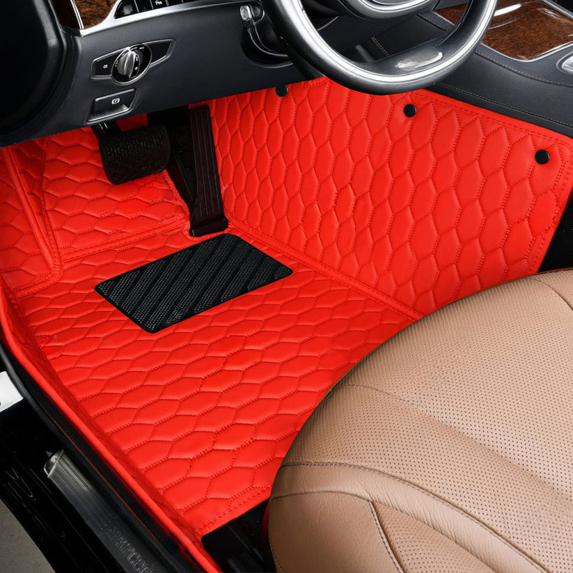 FERRARI RED HONEY COMB LUXURY CAR MATS SET