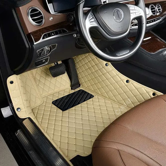 BEIGE DIAMOND PATTERN CAR MATS SET