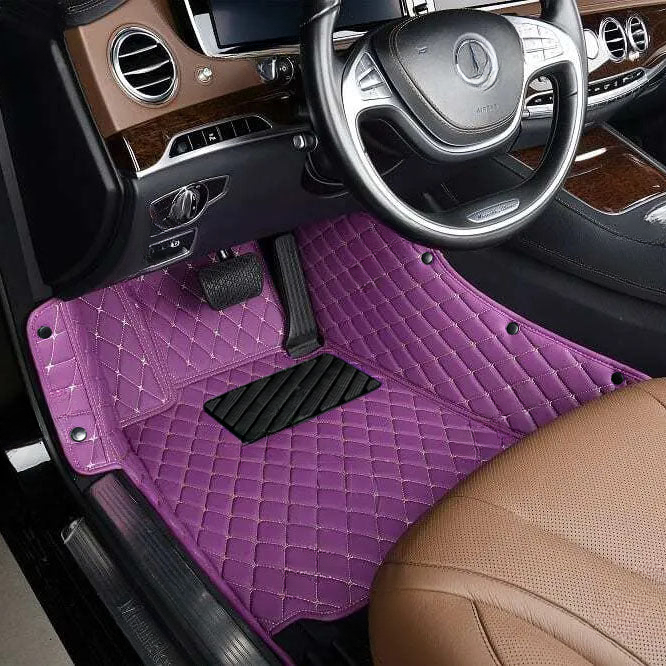 PURPLE DIAMOND PATTERN CAR MATS SET