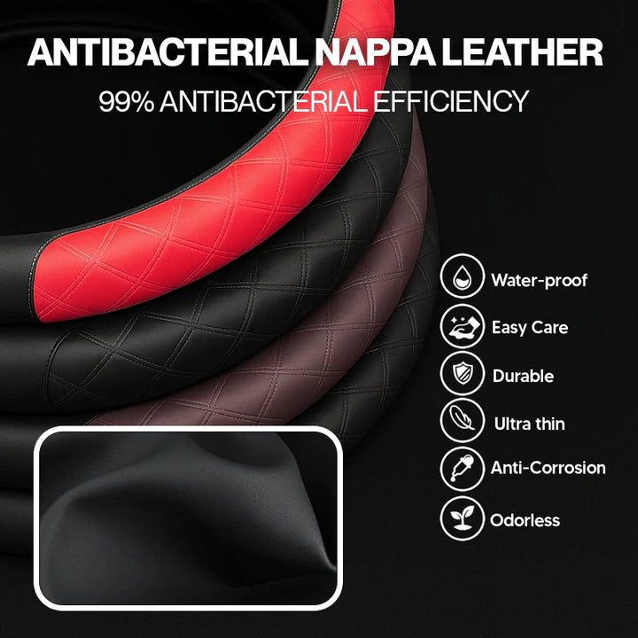 Manez Breathable Leather Steering Wheel Cover | Anti-Slip, Universal Fit