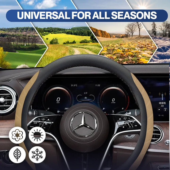 Manez Breathable Leather Steering Wheel Cover | Anti-Slip, Universal Fit