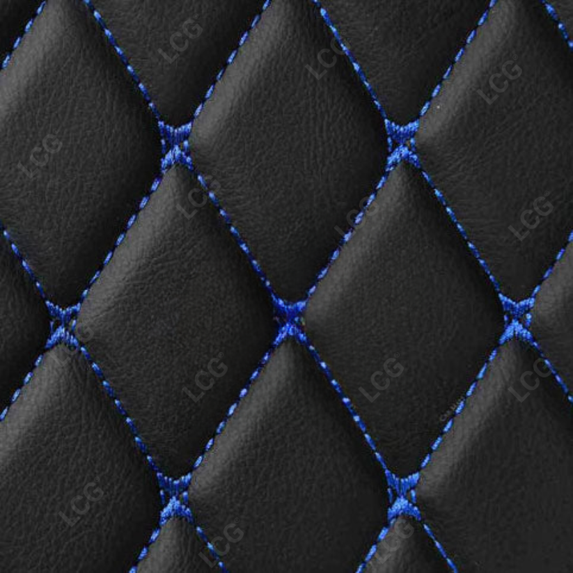BLACK & BLUE STITCHING 3D SERIES DIAMOND LUXURY TRUNK CAR MATS SET
