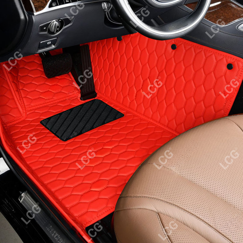 FERRARI RED HONEY COMB LUXURY CAR MATS SET