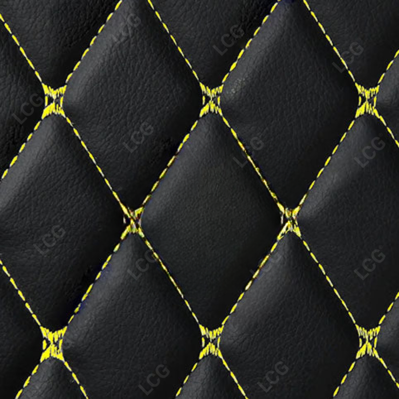 BLACK & YELLOW STITCHING 3D SERIES DIAMOND LUXURY TRUNK CAR MATS SET