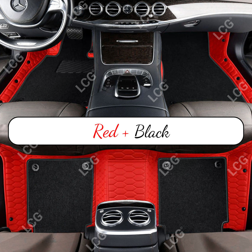 FERRARI RED HONEYCOMB BASE DOUBLE LAYER CAR MAT SET