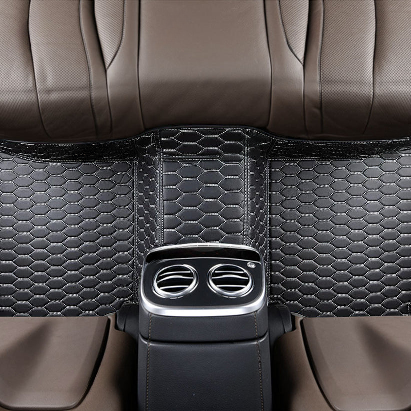 BLACK & WHITE STITCHING HONEY COMB LUXURY CAR MATS SET