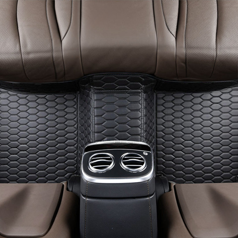 BLACK & BLACK STITCHING HONEY COMB LUXURY CAR MATS SET