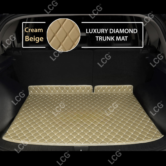 CREAM BEIGE DIAMOND LUXURY BASE TRUNK CAR MATS SET