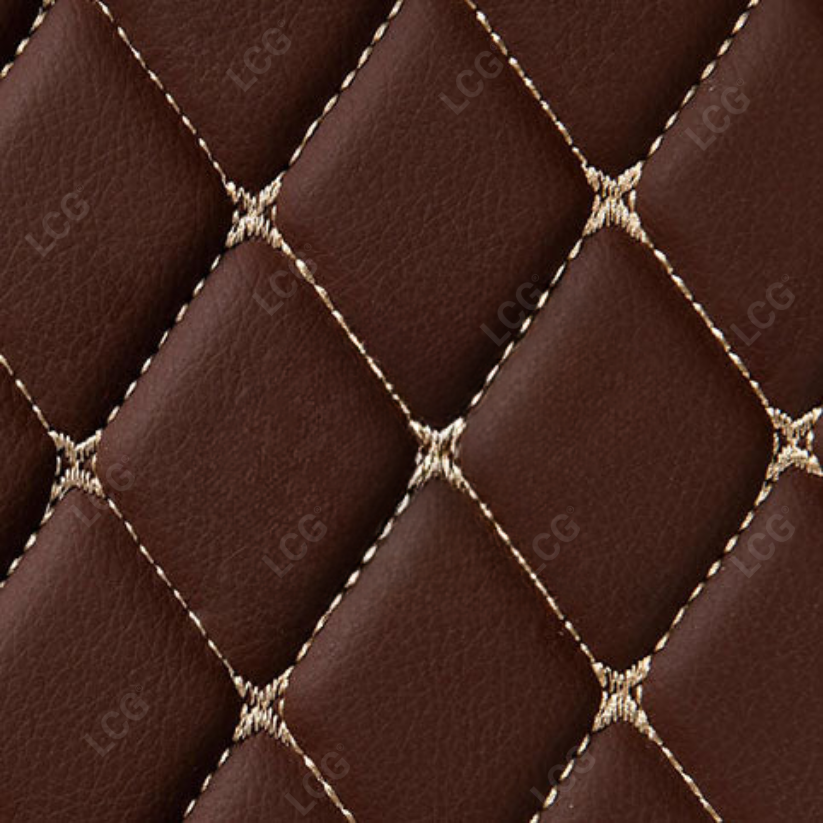 CHOCOLATE BROWN STITCHING 3D SERIES DIAMOND LUXURY TRUNK CAR MATS SET