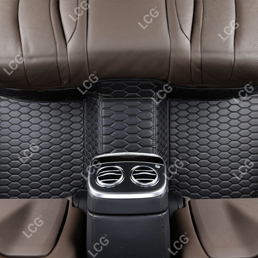 BLACK & BLACK STITCHING HONEY COMB LUXURY CAR MATS SET