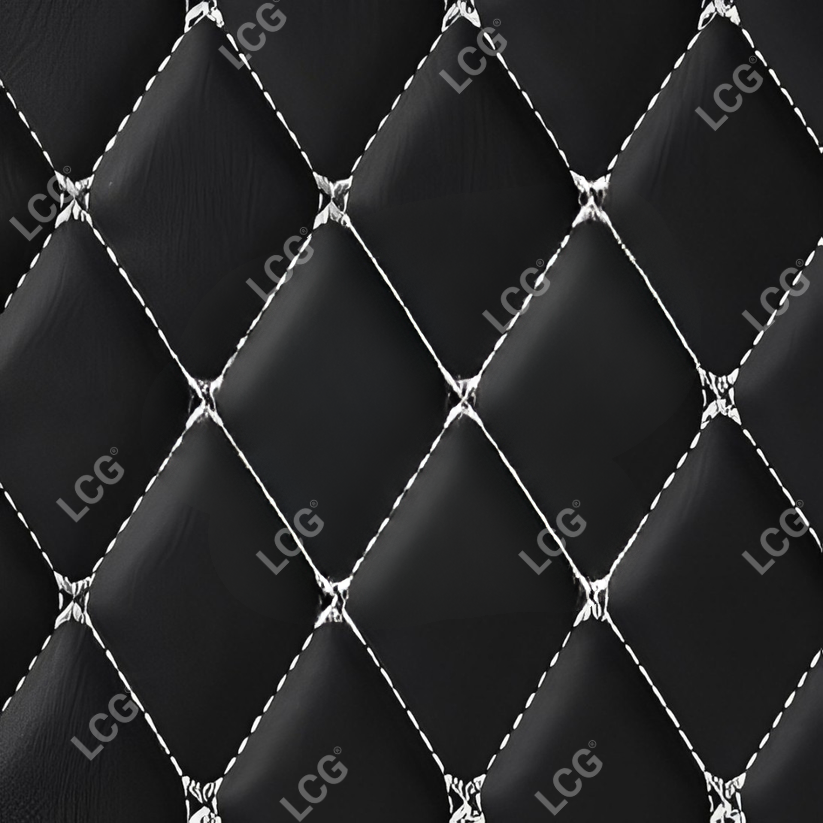 BLACK & WHITE STITCHING DIAMOND LUXURY BASE TRUNK CAR MATS SET