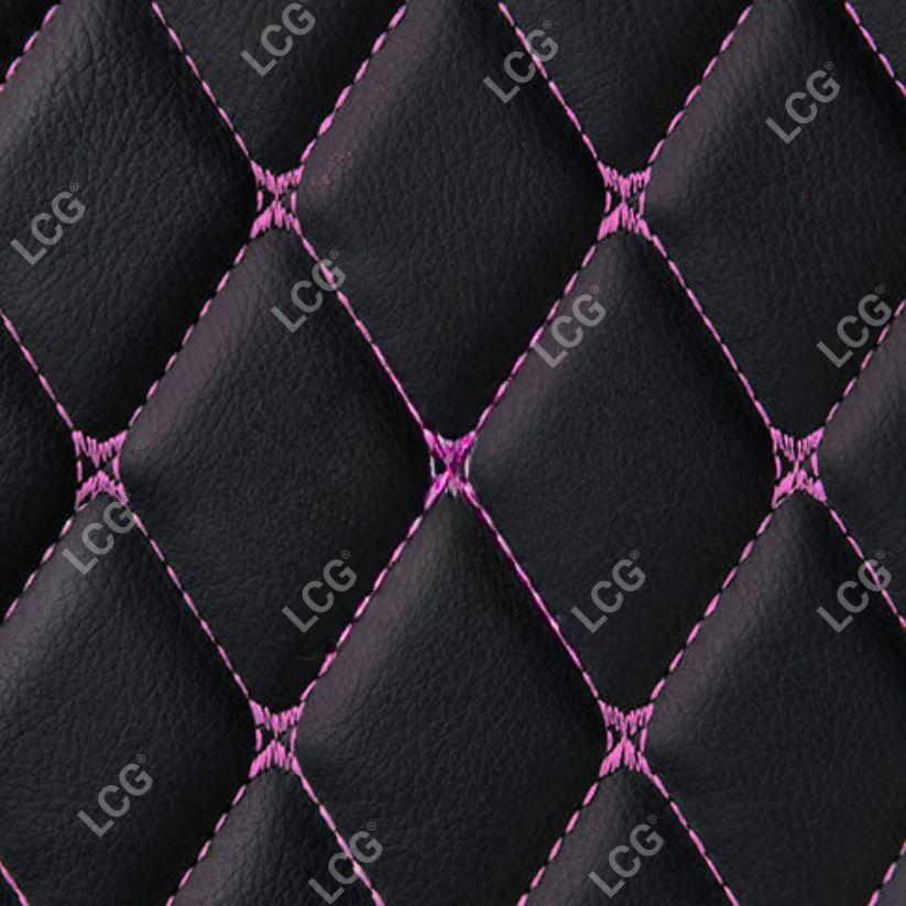 BLACK & PURPLE STITCHING DIAMOND LUXURY BASE TRUNK CAR MATS SET