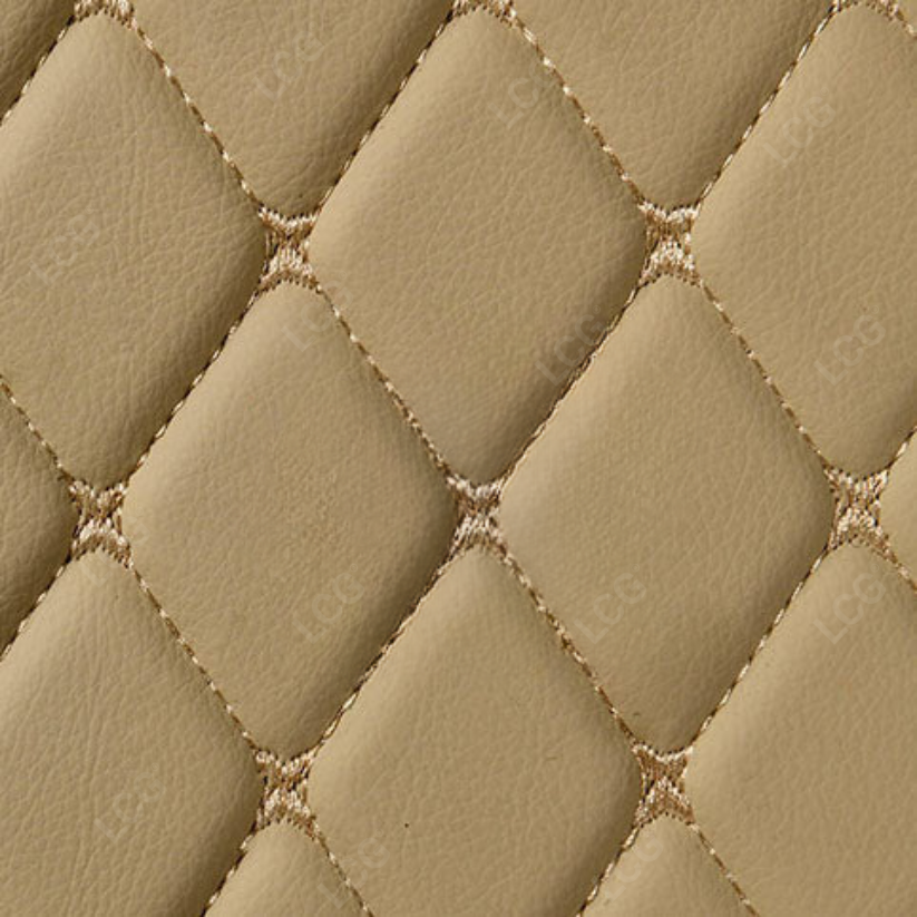 CREAM BEIGE STITCHING 3D SERIES DIAMOND LUXURY TRUNK CAR MATS SET