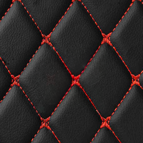 BLACK & RED DIAMOND PATTERN CAR MATS SET