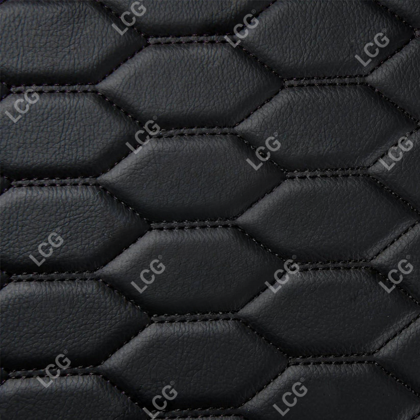 BLACK & BLACK STITCHING HONEY COMB LUXURY CAR MATS SET