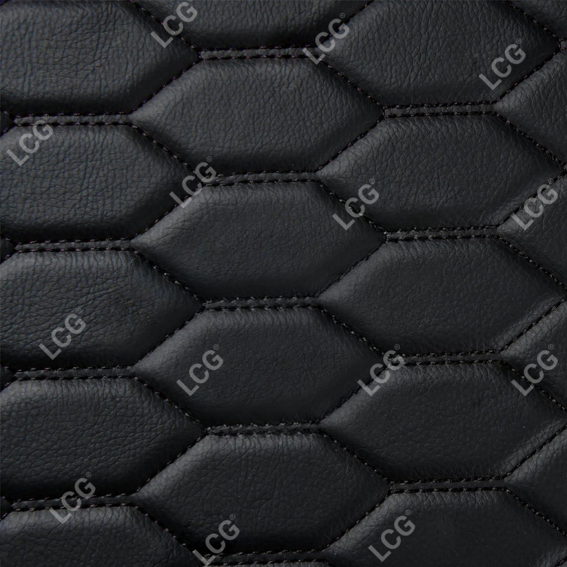BLACK & RED STITCHING HONEYCOMB BASE DOUBLE LAYER CAR MAT SET