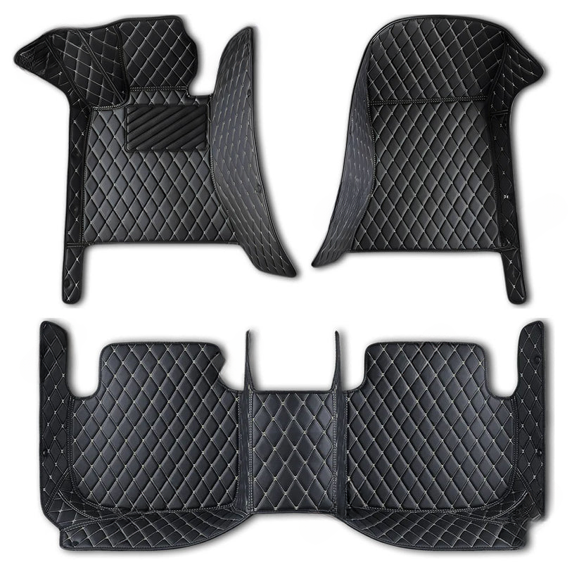 BLACK & BEIGE DIAMOND PATTERN CAR MATS SET