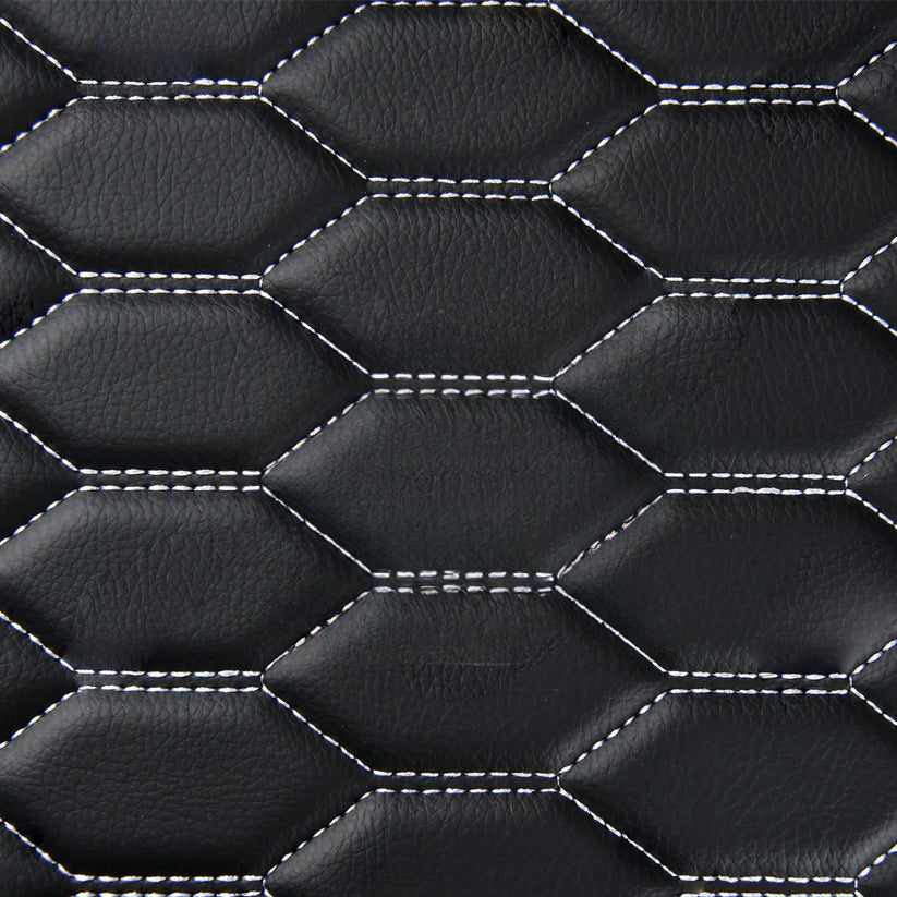 BLACK & WHITE STITCHING HONEYCOMB LUXURY BASE TRUNK CAR MATS SET