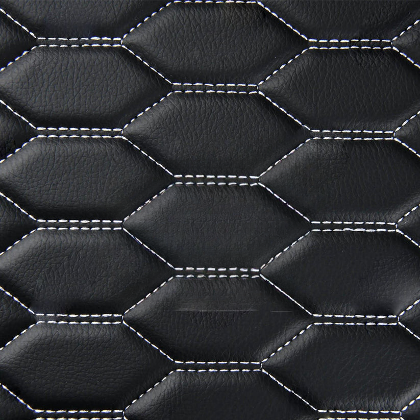 BLACK & WHITE STITCHING HONEY COMB LUXURY CAR MATS SET