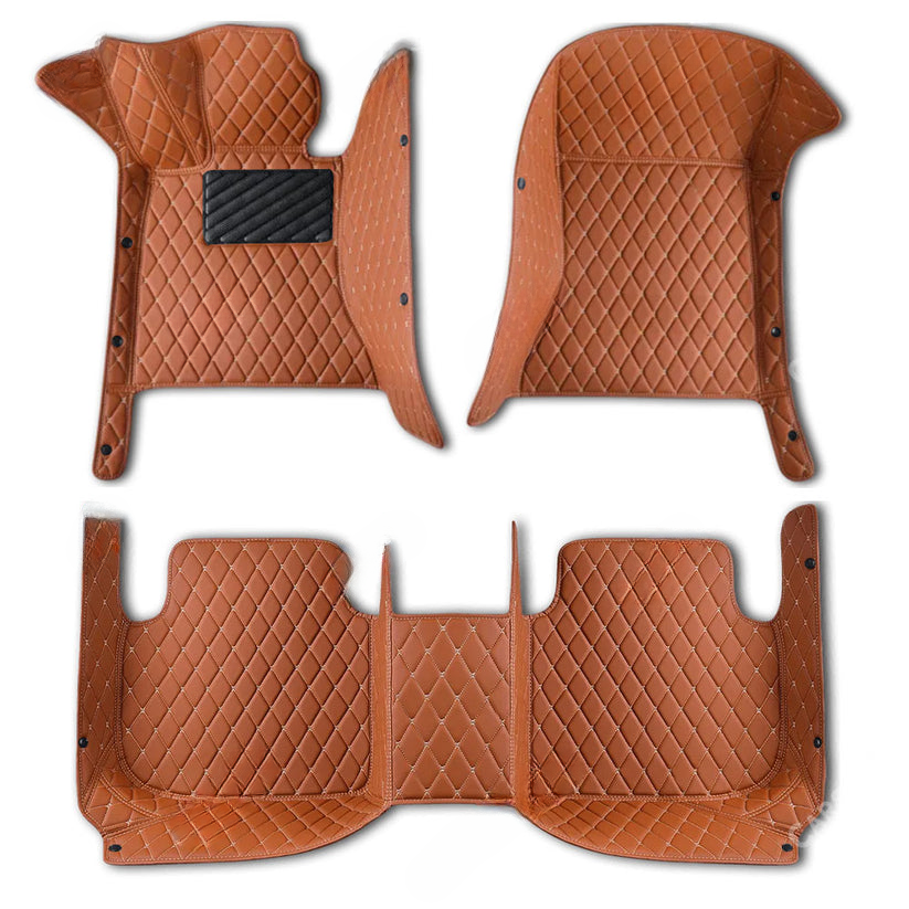 CARAMEL BROWN DIAMOND PATTERN CAR MATS SET