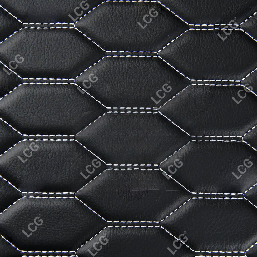 BLACK & WHITE STITCHING HONEY COMB LUXURY CAR MATS SET