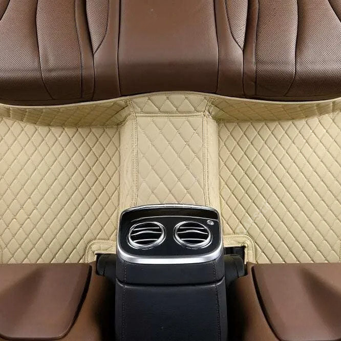 BEIGE DIAMOND PATTERN CAR MATS SET