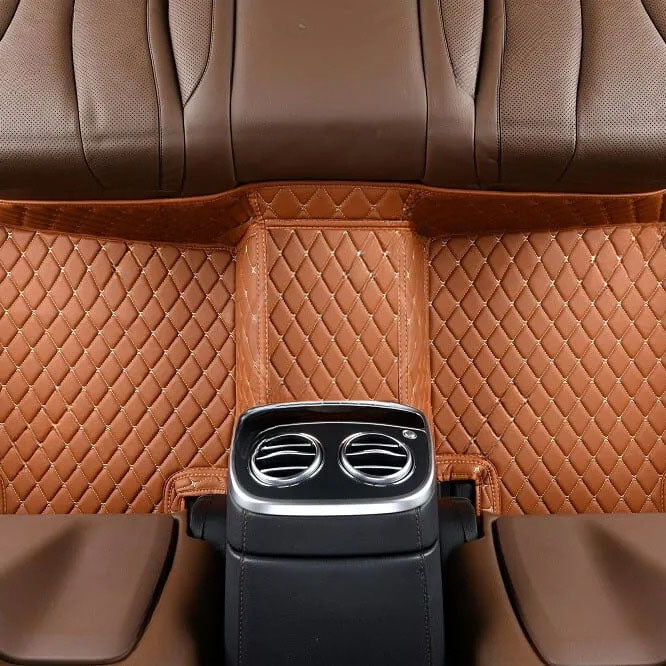 CARAMEL BROWN DIAMOND PATTERN CAR MATS SET