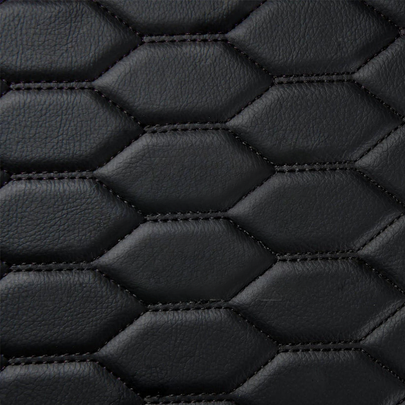 BLACK & BLACK STITCHING HONEYCOMB LUXURY BASE TRUNK CAR MATS SET