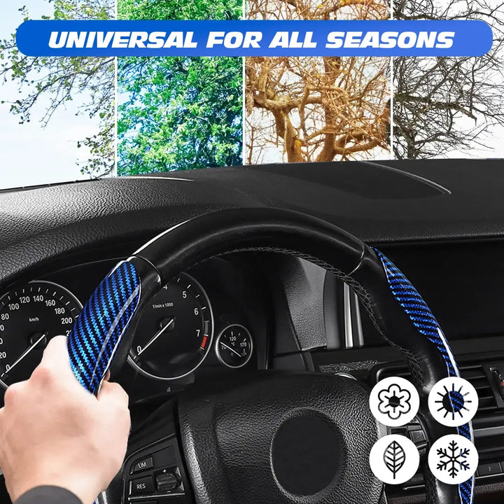 Sean Carbon Fiber Silicone Anti-Slip Car Steering Wheel Cover Universal Fit
