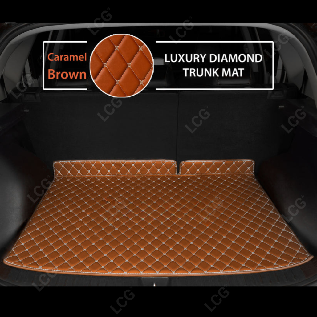 CARAMEL BROWN DIAMOND LUXURY BASE TRUNK CAR MATS SET