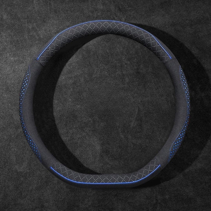 Rivo Suede Steering Wheel Cover – Non-Slip, Breathable, Sweat-Absorbing, 4-Season Universal Fit