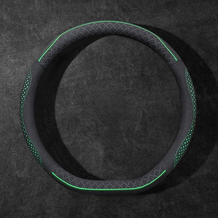Rivo Suede Steering Wheel Cover – Non-Slip, Breathable, Sweat-Absorbing, 4-Season Universal Fit