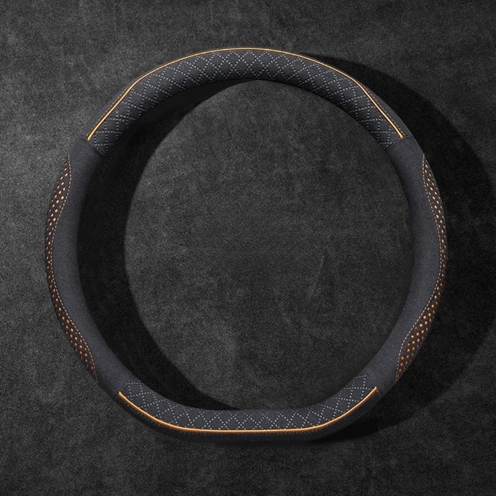 Rivo Suede Steering Wheel Cover – Non-Slip, Breathable, Sweat-Absorbing, 4-Season Universal Fit