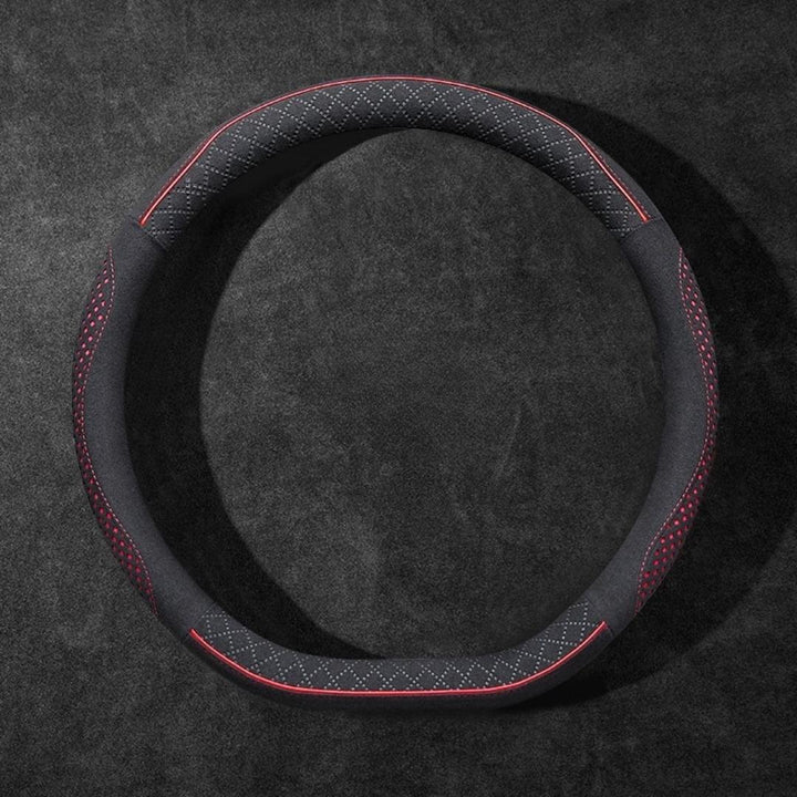 Rivo Suede Steering Wheel Cover – Non-Slip, Breathable, Sweat-Absorbing, 4-Season Universal Fit
