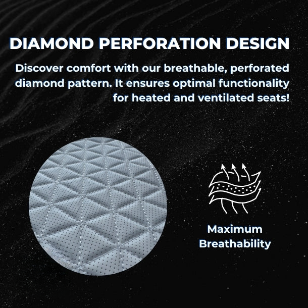 Black & White Breathable Waterproof Diamond Pattern Leather Seat Cover for Cars
