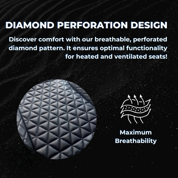 Black Breathable Waterproof Diamond Pattern Leather Seat Cover for Cars