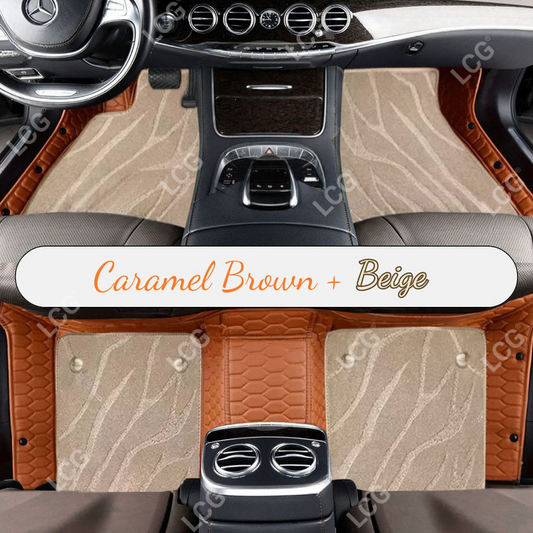 FERRARI RED HONEYCOMB BASE WITH BLACK TOP CARPET DOUBLE LAYER GALAXY CAR MAT SET