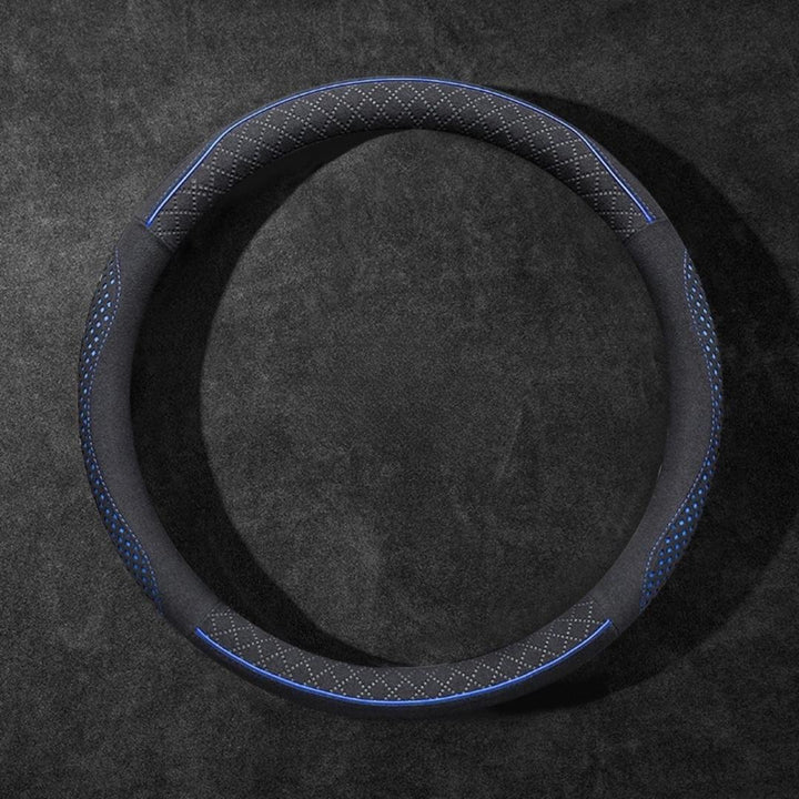 Rivo Suede Steering Wheel Cover – Non-Slip, Breathable, Sweat-Absorbing, 4-Season Universal Fit