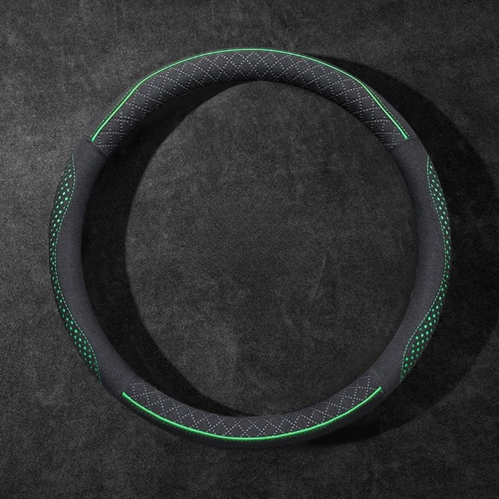 Rivo Suede Steering Wheel Cover – Non-Slip, Breathable, Sweat-Absorbing, 4-Season Universal Fit