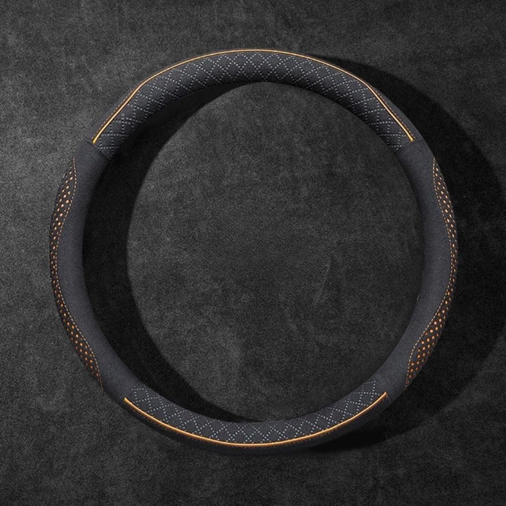 Rivo Suede Steering Wheel Cover – Non-Slip, Breathable, Sweat-Absorbing, 4-Season Universal Fit