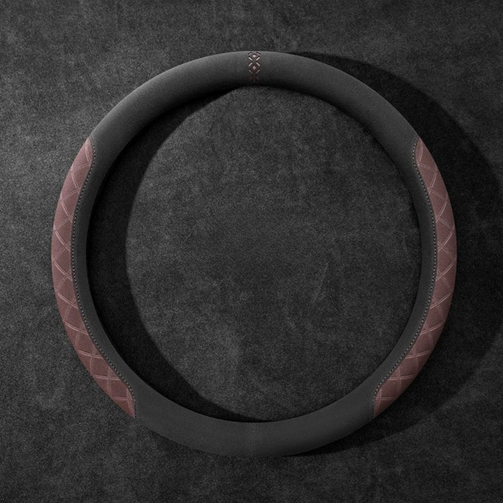 Rivo Suede Steering Wheel Cover – Non-Slip, Breathable, Sweat-Absorbing, 4-Season Universal Fit